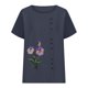 thumbnail image 3 of Camiseta Casual de Manga Corta con Botón de Cuello Redondo de las Mujeres, Tops Cortos para las Mujeres, 3 of 3