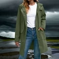 thumbnail image 2 of yardsong Raincoat Women Waterproof Long Hooded Full Zip up Rain Jacket Button Down Trench Coats Windbreaker Travel Jacket 2025 Army Green,M, 2 of 7