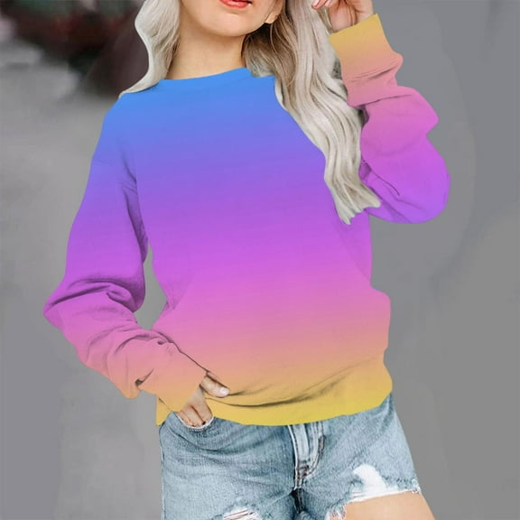 bbymog Gradient Sweatshirts for Girls Crewneck Long Sleeve Girl Tops Sweatshirt Teen Girl Clothes