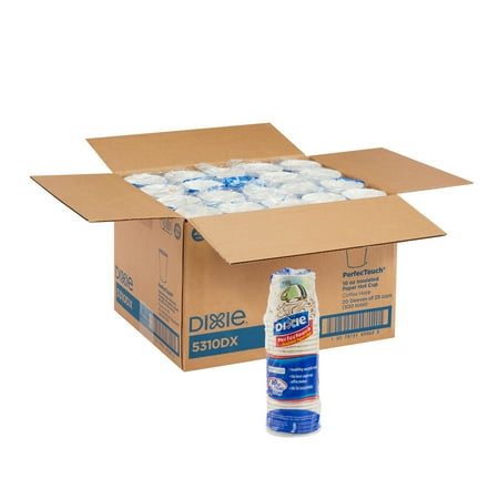 Fits 10 Ounce Cups - Dixie® PerfecTouch® (5310DX) 10 oz. Insulated Paper Hot Coffee Cup by GP PRO (Georgia-Pacific), Coffee Haze, 500 Count (25 Cups Per Sleeve, 20 Sleeves Per Case)