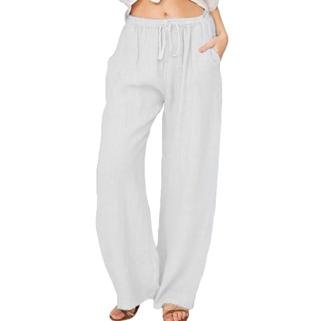 Qarigey Manténgase a la moda y cómodo con estos pantalones sueltos para mujer Tiempo libre Pantalones casuales para mujer diario Blanco M Type3 NO3