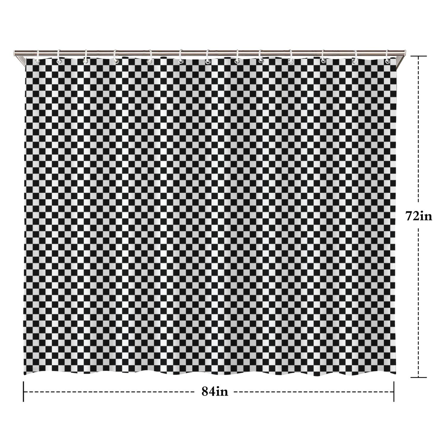 Black White Small Checkered Pattern Shower Curtain 84"x72" ,Bathroom Decorative Shower Curtains Set with 12 Hooks,Modern Waterproof Washable Shower Curtain