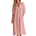 thumbnail image 3 of YuXingFu Plus Size Summer Dresses Mid-Length Collared Plus Size Womens Dress Short Sleeve A Line Casual Summer Pink XXL, 3 of 8