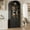 Black/Natural, variant on Arched Bookshelf with Doors Farmhouse Bookcase 15.83 in Depth Display Storage Shelves 71.4 in Tall Wooden Display Cabinet Rounded Bookcases for Living Room, Kitchen, Office (Black)