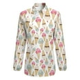 thumbnail image 4 of Ice Cream Cone Pattern Long Sleeve Blouse Woman Streetwear Casual Shirts Summer Oversize Woman Streetwear Clothing Birthday Present, 4 of 7