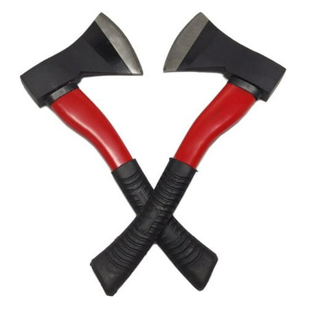 set of 2 camping hatchets multi functional axe fiberglass handle 14" survival