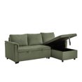 thumbnail image 7 of L-Shaped Corduroy Modular Sectional Couch with Chaise Lounge, Pull-Out Bed, Convertible Sleeper Sofa Bed with Storage for Living Room, Green, 7 of 7