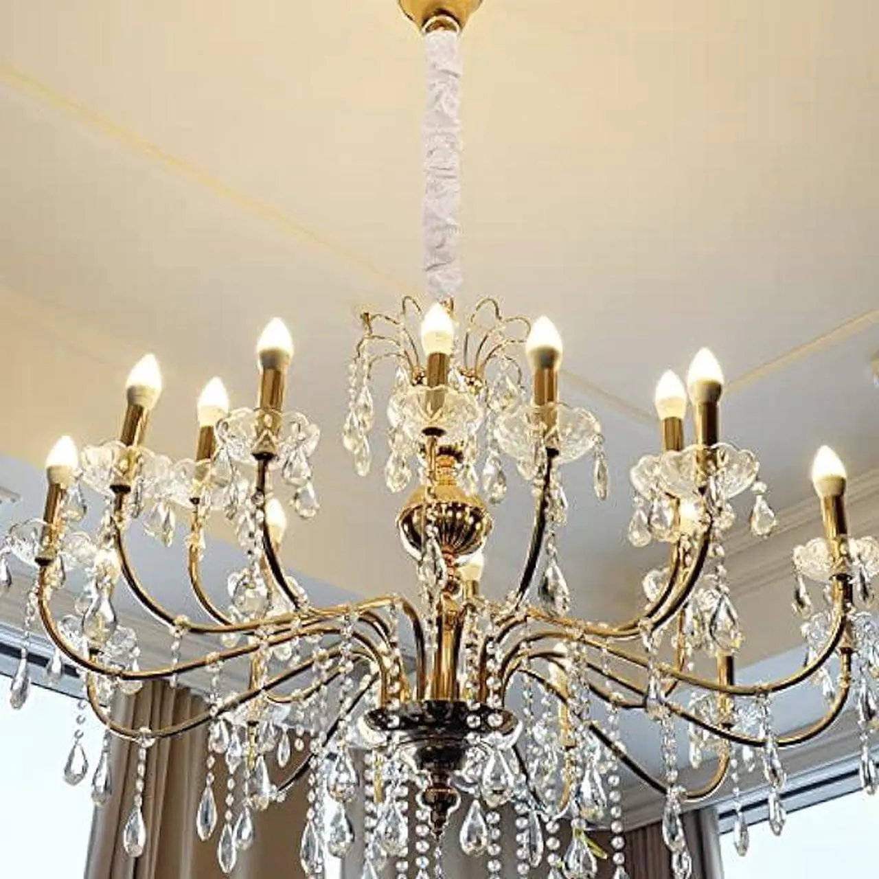 4 Pcs Fabric Cord Cover Chain Cable Sleeve Chandelier Lighting Wire Management Light Brown