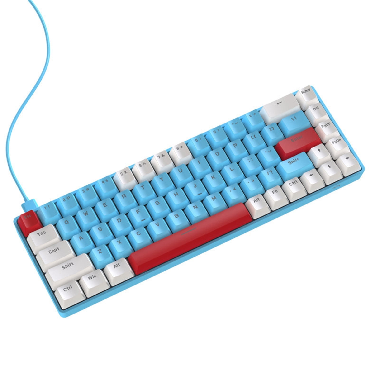 Keyboard, Computer Desktop Gaming Keyboard 68 Key Mechanical Keyboard Type-C Wired RGB LED Backlit Blue Gaming Mech Keyboard