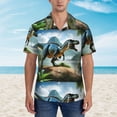 thumbnail image 2 of Fotbe Lake Forest Dinosaur A Hawaiian Shirt for Men Unisex Summer Beach Casual Short Sleeve Cotton Linen Button Down Shirts-X-Large, 2 of 5
