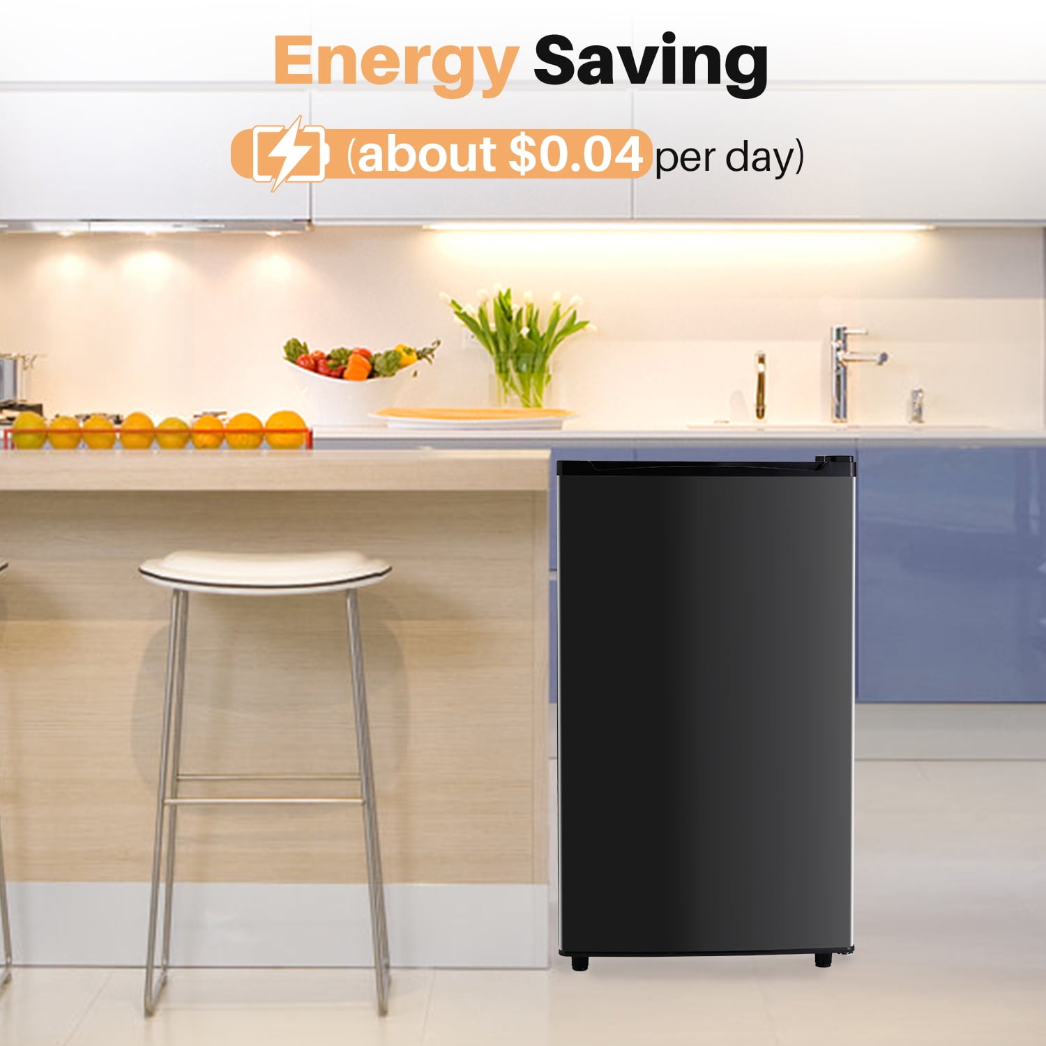 Mini Fridge with Freezer 3.2 Cu.Ft Compact Dorm Refrigerator for Kitchen, Office, Bedroom, Removable Glass Shelves Adjustable Thermostat Low Noise, 17.5" D x 17.7" W x 31.5" H, Black