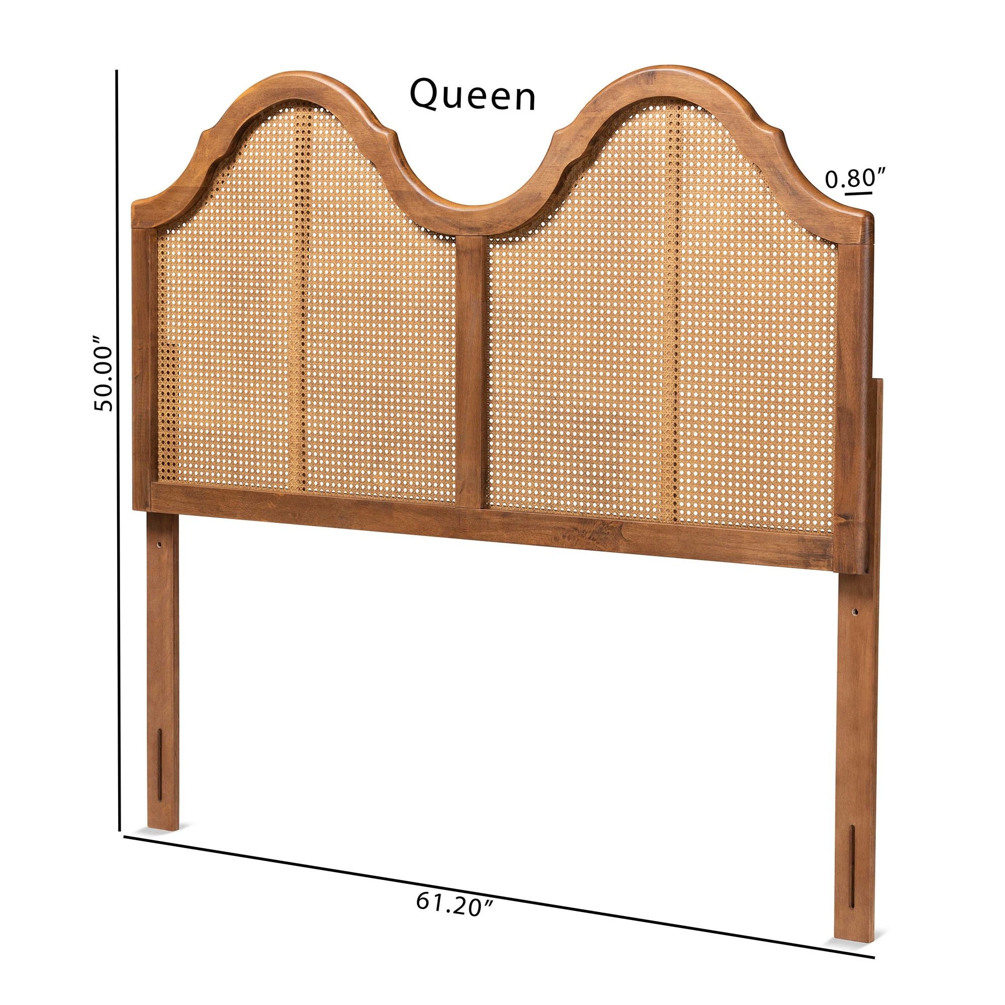 Baxton Studio Hazel Classic Wood Back Support Rattan Headboard, King, Ash Walnut