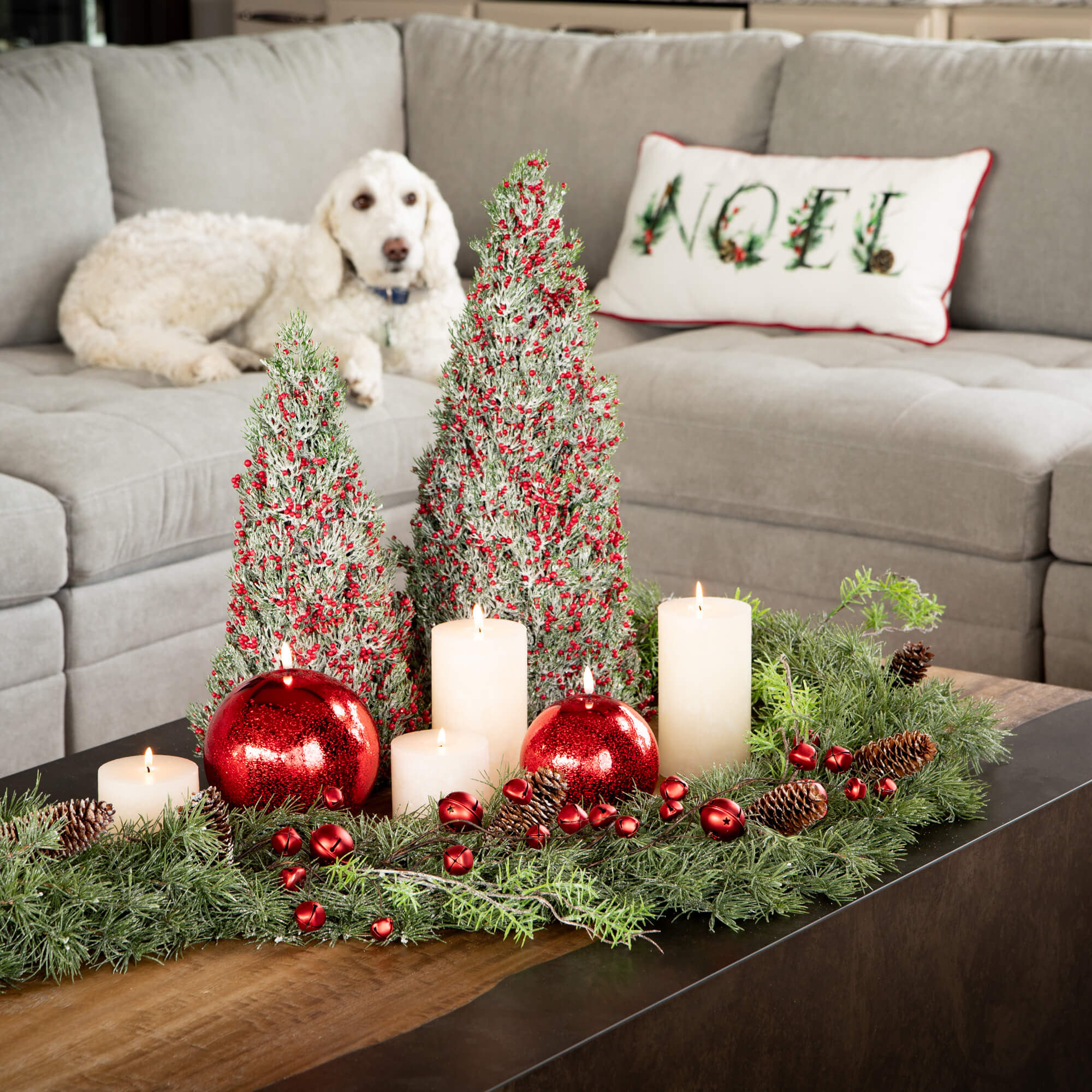72"L Sullivans Artificial Soft Touch Dusted Pine Christmas Garland, Green