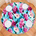 thumbnail image 2 of Pioneer Flower Floral Print Pattern Round Fitted Tablecloth with Elastic Edge,Dining Table Cover Waterproof,Outdoor Round Tablecloth for Camping,Dining,Indoor and Outdoor, 2 of 7