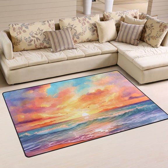 Beach and Sunset Area Floor Mats Non-Slip Rugs Soft Doormat 31 x 20 inch Carpet for Living Dining Room Bedroom Decorative