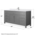 thumbnail image 5 of Wyndham Collection Beckett 66" Wood Single Bathroom Vanity in Gray/Nickel, 5 of 6