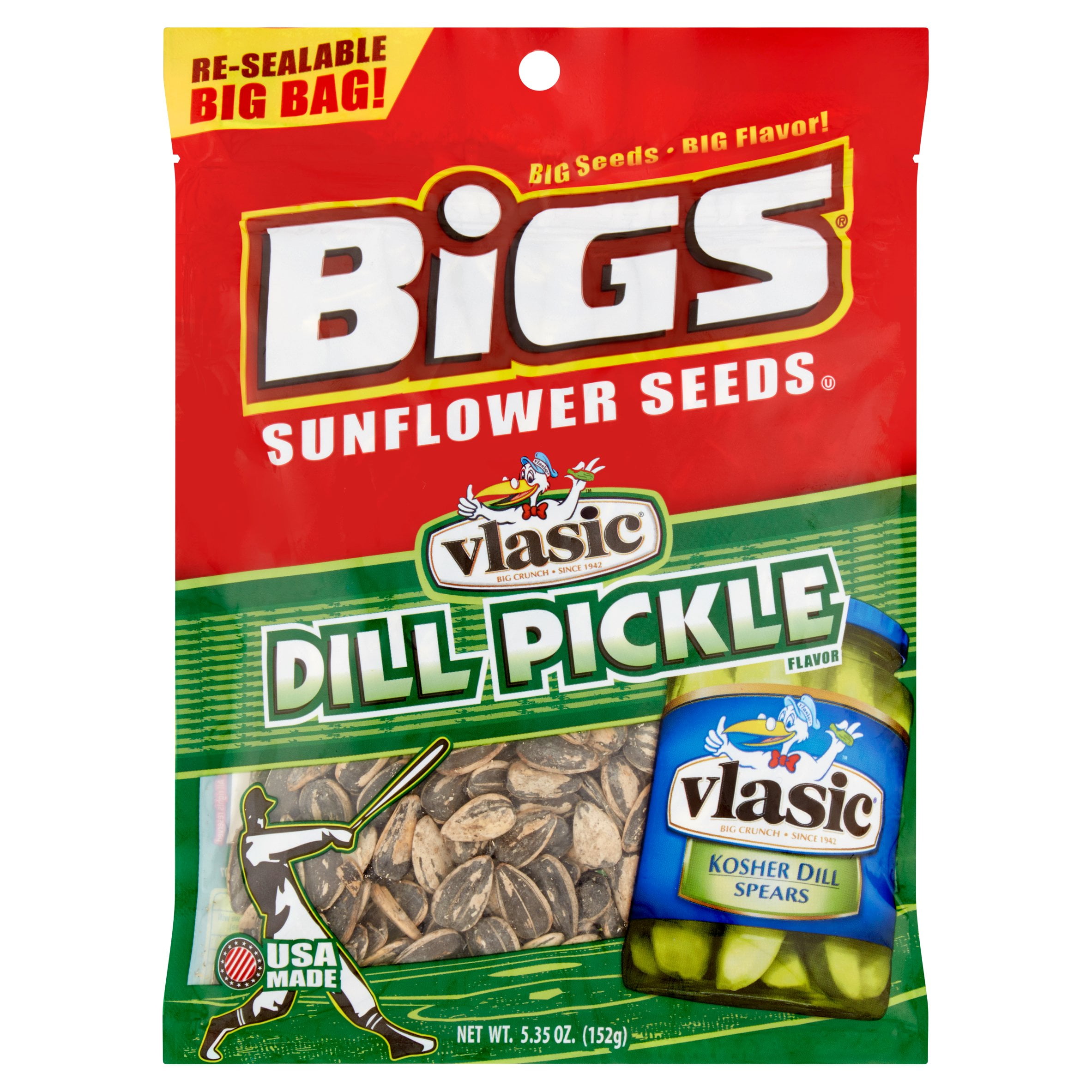 Bigs Vlasic Dill Pickle Flavor Sunflower Seeds, 5.35 oz, 8 pack