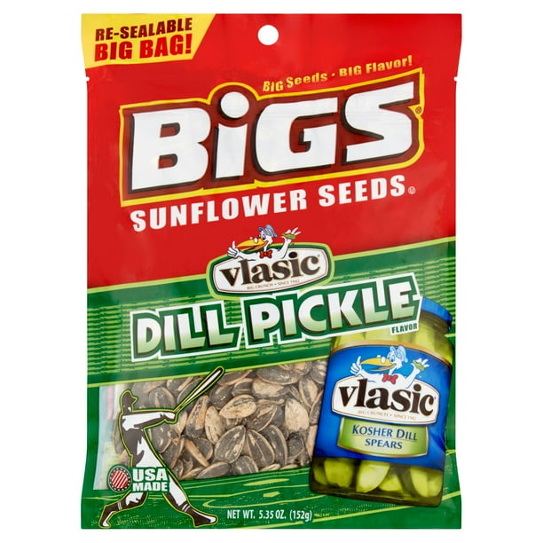 Bigs Vlasic Dill Pickle Flavor Sunflower Seeds, 5.35 oz, 8 pack