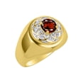 thumbnail image 3 of RYLOS Men's Rings 14K Yellow Gold Designer Gypsy 7MM Round Gemstone & Diamond Ring Garnet January Birthstone Rings Size 12, 3 of 6