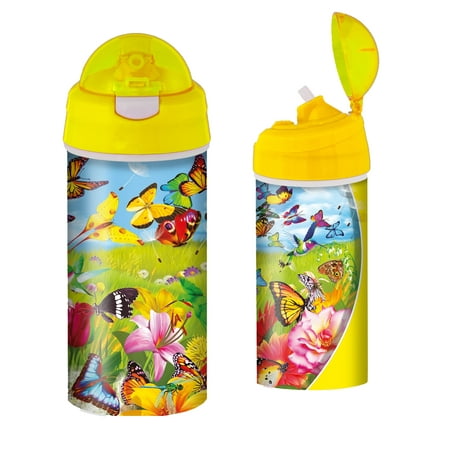 

3D LiveLife Drinking Bottle - Butter Flutter from Deluxebase. 3D Lenticular Butterfly Water Bottle with Straw. 20oz kids water bottle with original artwork from renowned artist Michael Searle