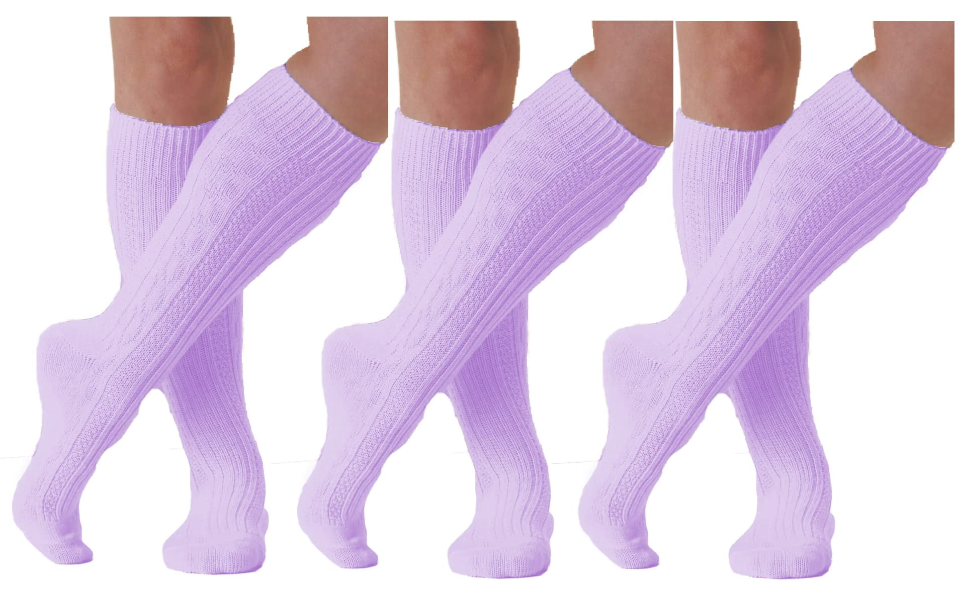 Women's Girls Classic Cable Knit Acrylic Knee High Socks School Dress Uniform Outdoor Wear Boot