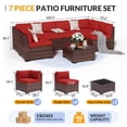 thumbnail image 4 of MRUAKA 7 Pieces Patio Furniture Set, Outdoor Furniture Sectional Rattan Sofa with Slanted Back, Patio Couch with Glass Coffee Table for MRUAKA Backyard Garden Wine, 4 of 7