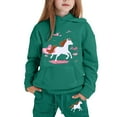 thumbnail image 4 of Byoo Toddler Girls Hoodie Sweatsuit Sets Cartoon Horse Print Hooded Sweatshirt Drawstring Joggers Outfits Cozy Tracksuit Sets, 4 of 4