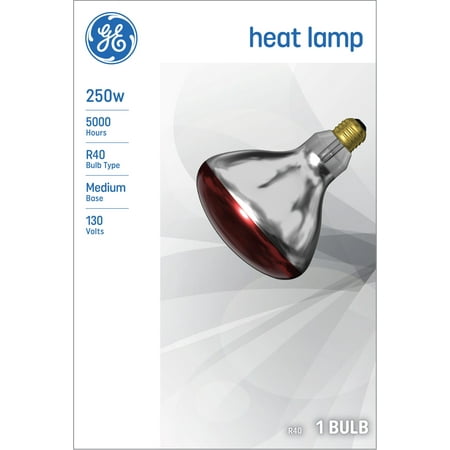 GE Heat Lamp Light Bulb  Incandescent Red Light  250 Watt  BR40 Indoor Floodlight