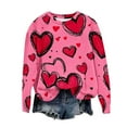 thumbnail image 3 of qucoqpe Valentine's Day Womens Tops Fashion Heart Printed Crew Neck Pullover Shirts Long Sleeve Sweatshirts, 3 of 5