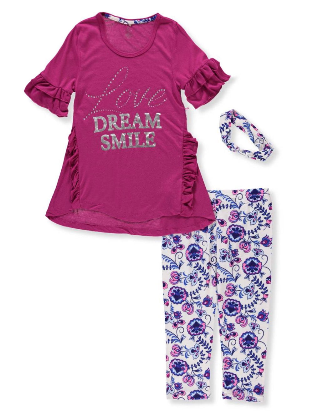 One Step Up 2-Piece Graphic Top and Leggings Set with Scarf Girls 7-16