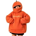 thumbnail image 3 of CONZONE Halloween Womens Pumpkin Hoodies Letter Graphic Zipper Oversized Hooded Sweatshirt for Women Spooky Season Fall Winter Pullover Tops, 3 of 6