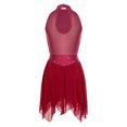 thumbnail image 4 of Xnihocha Women Contemporary Lyrical Dance Dress Halter Neck Sequins Leotard Mesh Tulle Dress Dancewear Burgundy XL, 4 of 5