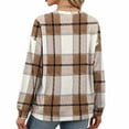 thumbnail image 6 of YueHuiYing Women's Oversized Sweatshirt - Brown & Yellow Checkered Print Crew Neck Drop-Shoulder Sleeves Long Sleeve Everyday Casual Top, 6 of 6