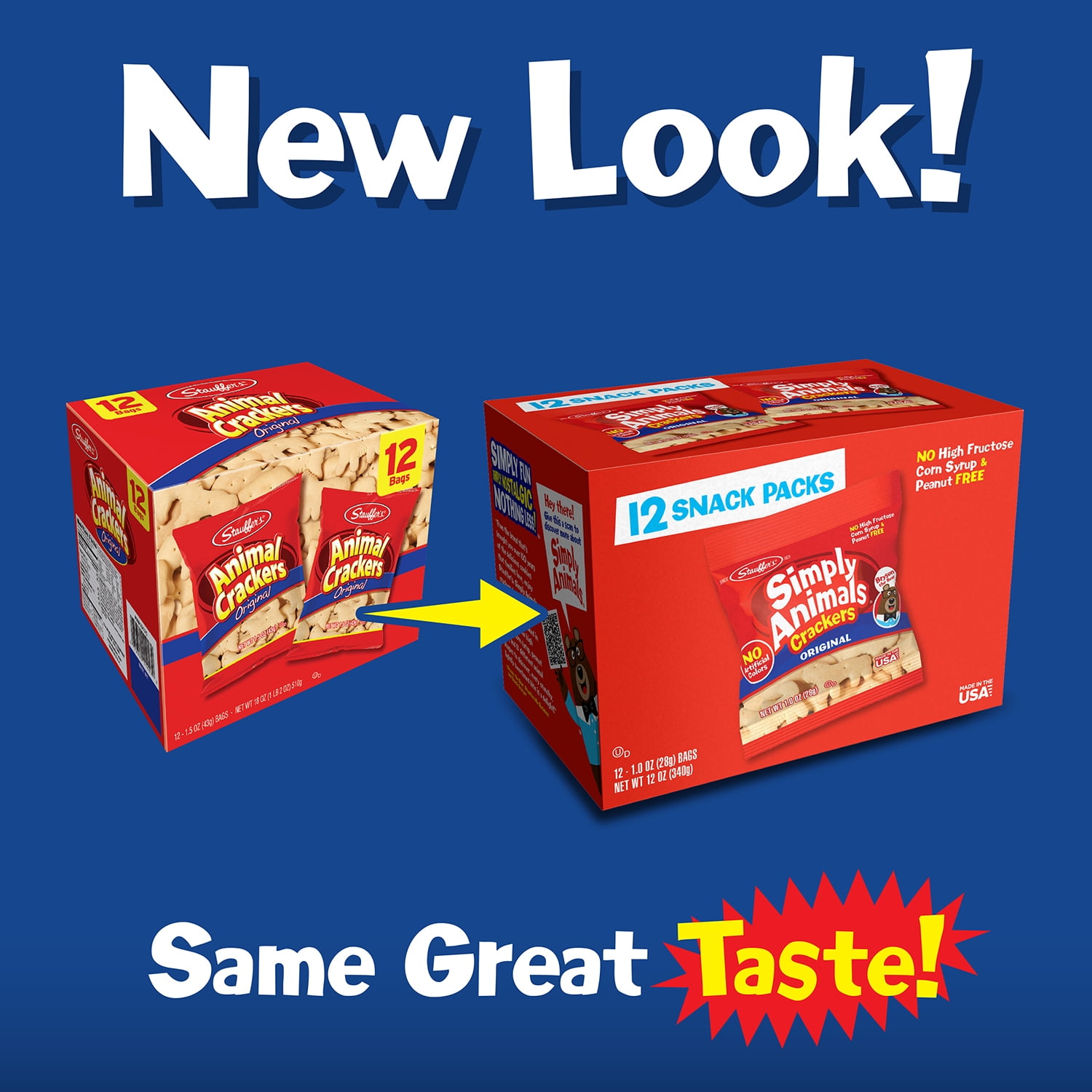 (6 pack) Stauffer's Simply Animals Original Animal Crackers, Kid Snacks, 12-1oz School Snack Packs