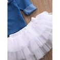 thumbnail image 4 of GRNSHTS 3PCS Toddler Baby Girls Party Outfit Set,Cotton Short Sleeve Denim Tops Tutu Skirts With Headband Blue 1-2 Years, 4 of 6