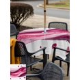 thumbnail image 5 of Outdoor Tablecloth with Umbrella Hole for Patio/Picnic/Party/Camping, Rose Red Marble Waterproof Table Cloth Square Cover Washable, Contemporary Ombre Abstract Aesthetic (60"x 60"), 5 of 9