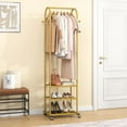 thumbnail image 6 of Heavy Duty Clothing Rack with Wheels,Modern Garment Rack with 3 Metal Shelves, 71.8Inches Display Rack for Hanging Clothes, Hanging Rod for Small Space,Gold, 6 of 14