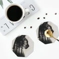 thumbnail image 4 of Honeii Double Exposure Cat Forest Print Leather Coaster Set of 4, Ideal for Safeguarding Your Furniture from Drinks Spills and Effortless Cleanup-Octagon, 4 of 6