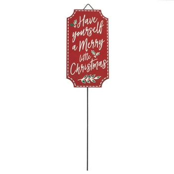 Holiday Time Metal Staked Sign, Merry Christmas, 17"