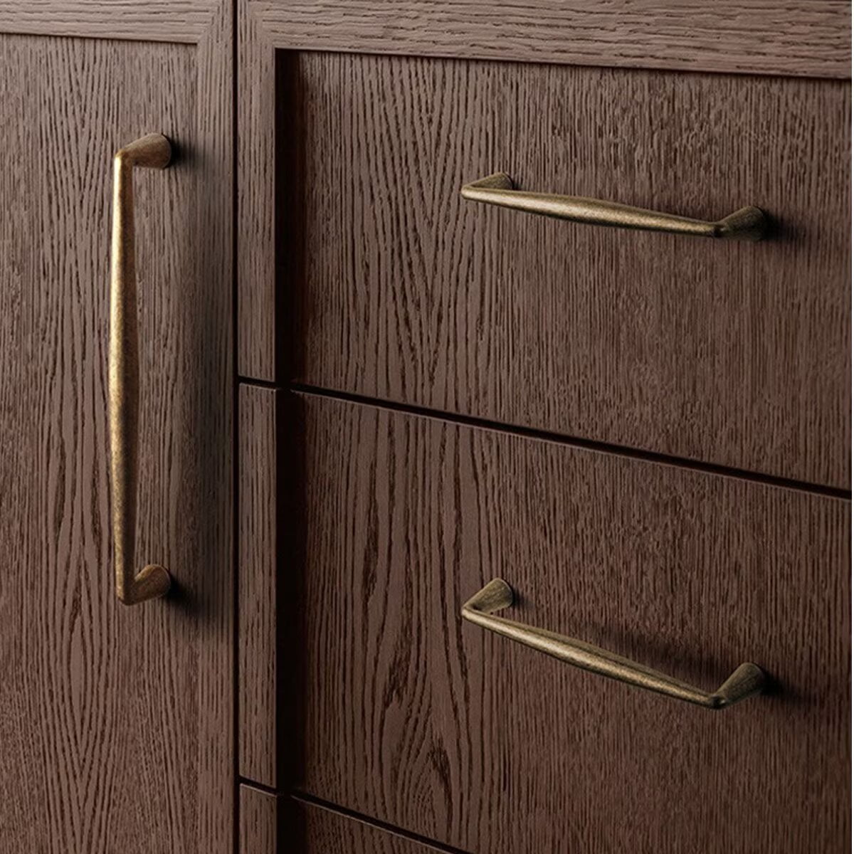HDJNal 6 Pack Antique Brass Kitchen Drawer Pulls Retro Cabinet Hardware - 7.56''(192mm) c-c Vintage Bronze Dresser Handles for Bar Cupboard Closet Wardrobe