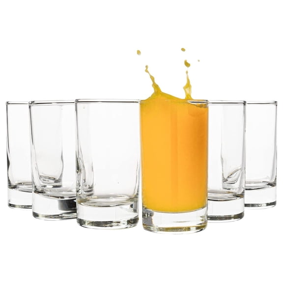Drevy Mini Juice Glasses, 4.75 Ounce SMALL Glass Cups, Thick and Durable Juice Glass, Heavy Base Juice Cups, Kids Drinking Glasses for Juice and Milk, Small Drinking Glasses Set of 6-2.1x3.9”