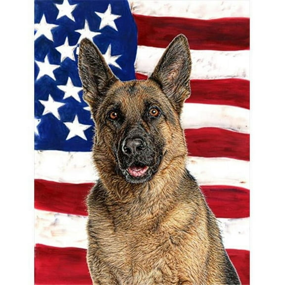 USA American Flag with German Shepherd Flag Garden Size