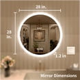 thumbnail image 4 of 28 in. W x 28 in. H Round Frameless LED Light Anti-Fog Wall Bathroom Vanity Mirror in Polished Crystal, 4 of 13