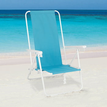 Mainstays Reclining High Back Backpack Beach Chair, Teal