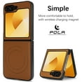 thumbnail image 2 of Magnetic for Samsung Galaxy Z Flip 6 PU Leather Case, [Compatible with Mag-Safe] PU Leather Hard PC Shell Slim Durable Shockproof Protective Phone Case Cover for Samsung Galaxy Z Flip 6, Brown, 2 of 12