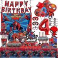 thumbnail image 1 of Nueva decoración de fiesta de cumpleaños de Spiderman superhéroe rojo tema de Spiderman vajilla taza plato telón de fondo B, 1 of 5