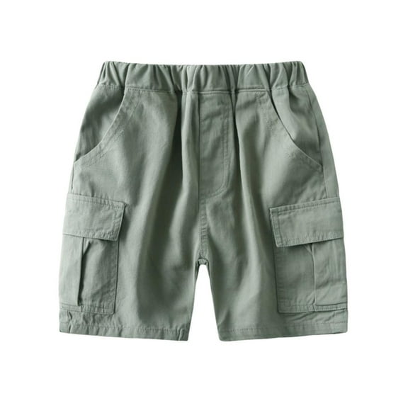 Bxsruta Toddler Boy Shorts, Boys' Summer Five Quarter Pants Solid Color Casual Fashion Pocket Shorts, Army Green 4-5 Years
