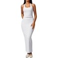 thumbnail image 5 of Women Two Piece Skirt Sets Summer Halter Neck Crop Tank Top Bodycon Long Maxi Skirts Club Dress, 5 of 5