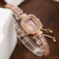 thumbnail image 4 of New Exquisite Small Square Diamond Bracelet Women's Rectangular Gemstone Quartz Watch, 4 of 8