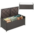 thumbnail image 1 of Costway  34 Gallon Patio Wicker Storage Deck Box W/Cushion Off White Backyard, 1 of 10